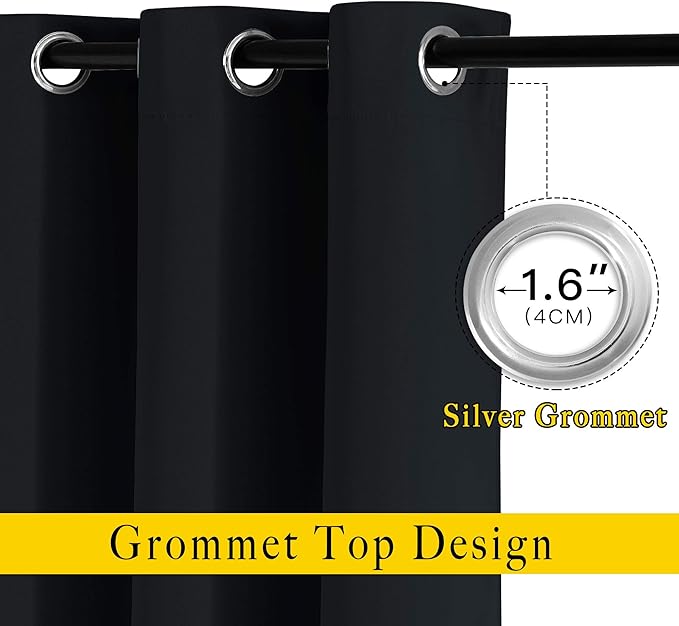 NICETOWN Living Room Black Out Curtains 84 inches Long, Thermal Insulated Window Treatments Solid Grommet Room Darkening Drapes for Bedroom/Kids Room, W40 x L84, 2 Panels