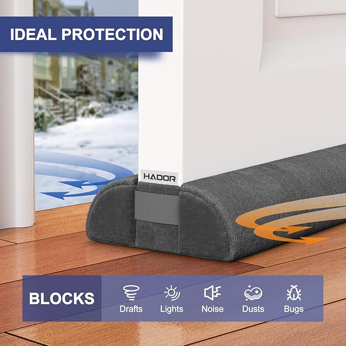 HADOR 2 Pack Door Draft Stopper for Bottom of Door, 36 Inch Under Draft Air Noise Light Blocker 30"- 36" Double Side Triangle Soundproof Sweep Filler Seal Gap up to 1.7" for Patio Sliding Door, Black
