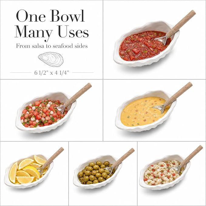 Mud Pie Oyster Bowl For Dips, Includes Oyster Dipping Spoon