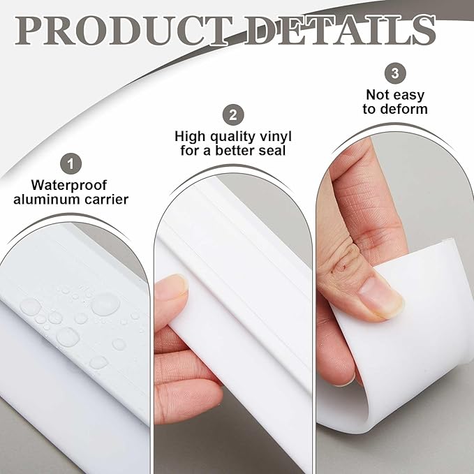 FoldTier 4 Pcs All-Season Door Sweep for Bottom of Door Exterior and Interior, Aluminum Alloy and Rubber, Commercial Weather Stripping Draft Stopper for Threshold Seal (1-3/4 x 36 Inch,White)