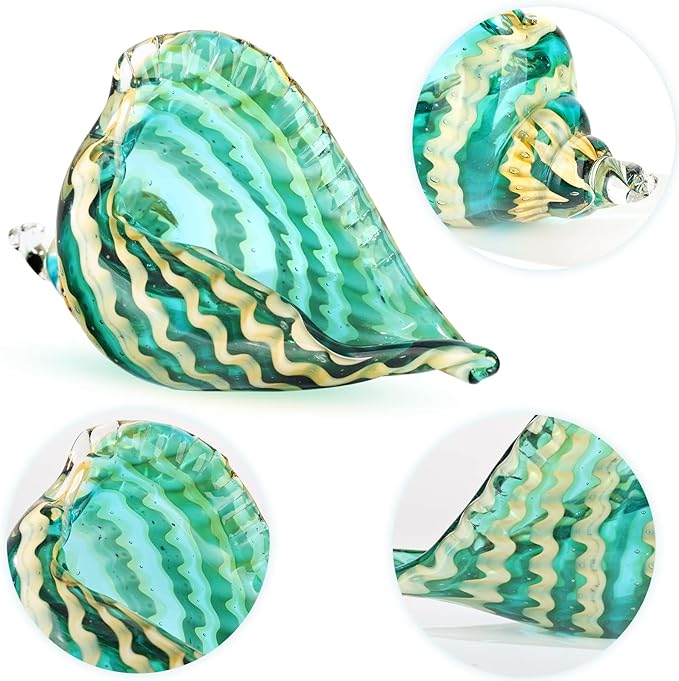 DOVDOV Blown Glass Conch Decorative Sculpture, Modern Glass Art - Conch Shell Decorative Statue, Shell Sculpture for Dining Table, Entryway, Coffee Table, Living Room, Kitchen, Shelf Filler.