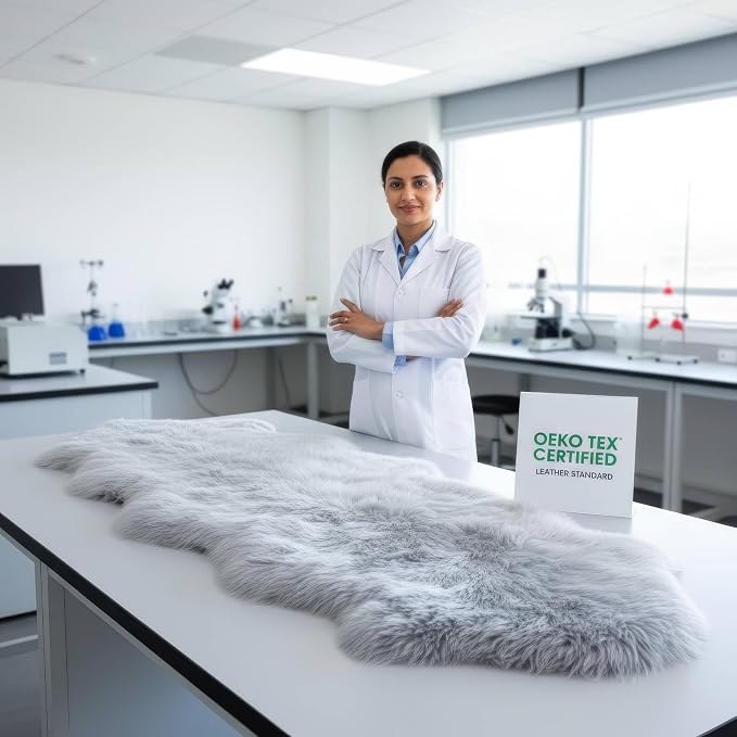 Super Area Rugs Premium Silver Gray Sheepskin Rug Genuine Double 2x6ft Pelt Fluffy Fur Rug for Bedrooms