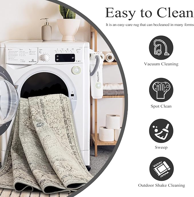 Ruaruarug Washable Area Rug 8x10 for Living Room, Bedroom, Ultra Soft Non Slip Stain & Fade Resistant, Pet & Kids Friendly, Suitable for High Traffic Areas Easy to Clean for Office Kitchen, Gray