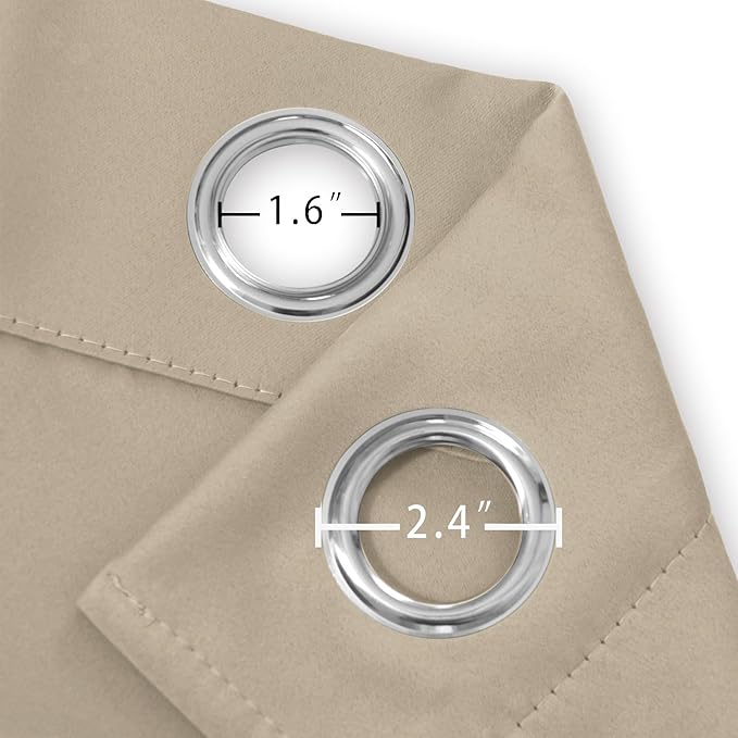LEMOMO Blackout Curtains 66 x 84 inch/Khaki Curtains Set of 2 Panels/Thermal Insulated Room Darkening Bedroom Curtains