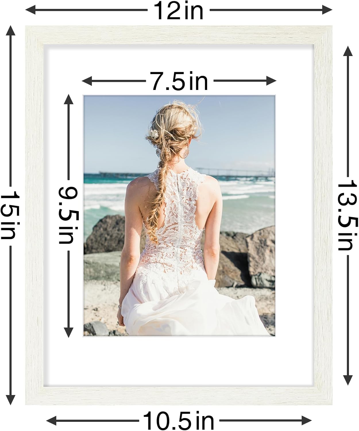 Vittanly 11x14 Picture Frames Set of 9, Shatter Resistant Plexiglass, Display 8x10 Pictures with Mat or 11x14 without Mat, Photo Frames for Wall or Tabletop, Engineered Wood, Whitemist