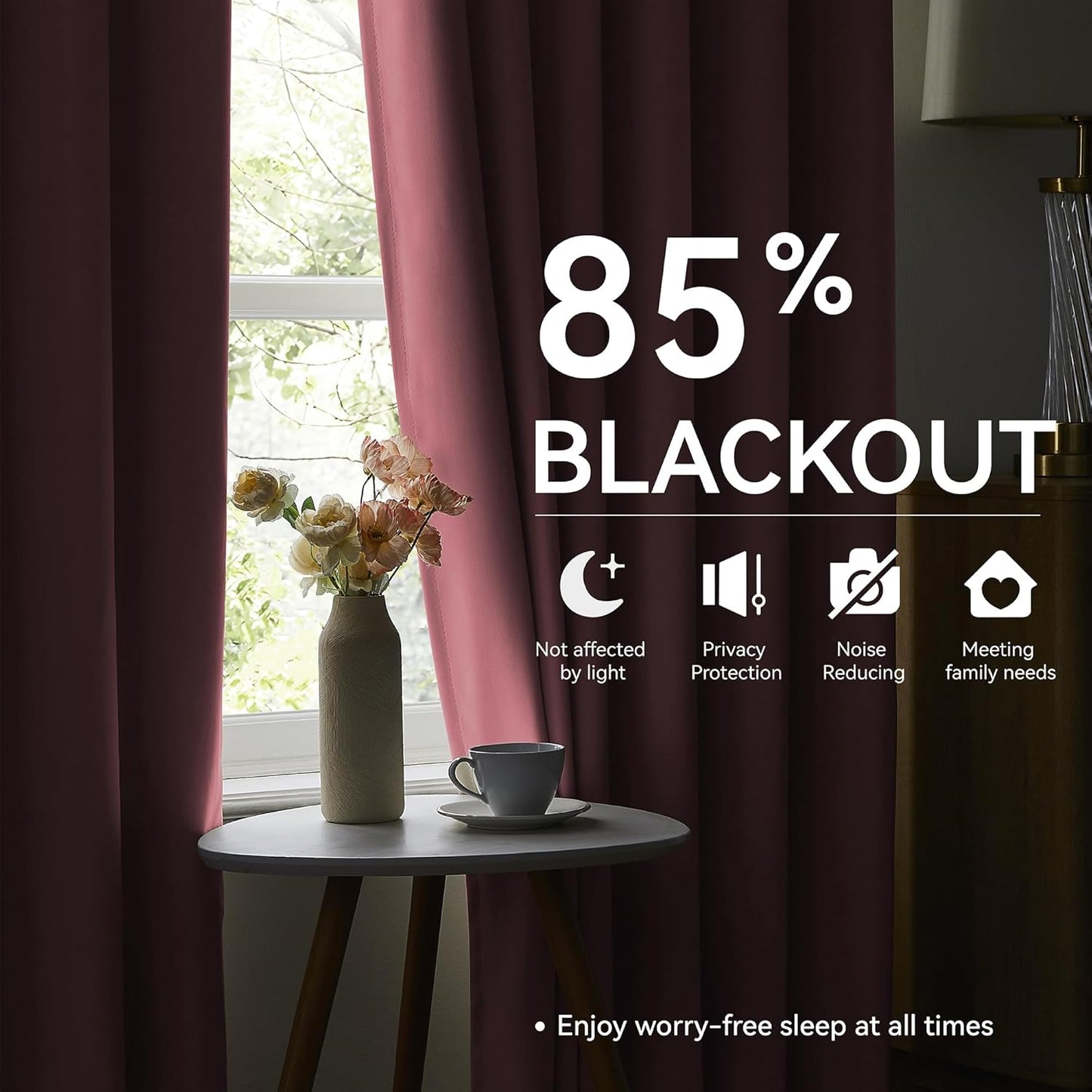 KangBang Rose Pink Window Curtain Panels 96 Inches Long 2 PCs, Pinch Pleated Room Darkening Elegant Curtains for Living Room Nursery with Hooks, Soft & Vertical Modern Lush Decor,40x96 Inch