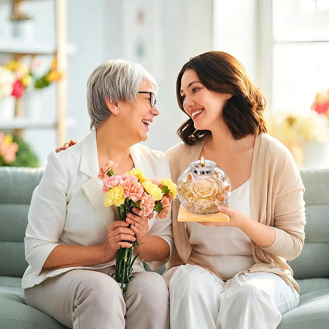 Mothers Day Rose Gifts for Mom Birthday Gift for Women Preserved Rose in Glass Dome with 2 Fragrances Eternal Purple Roses Forever Flowers for Delivery Mothers Day Flower Gifts for Mom Grandma Wife