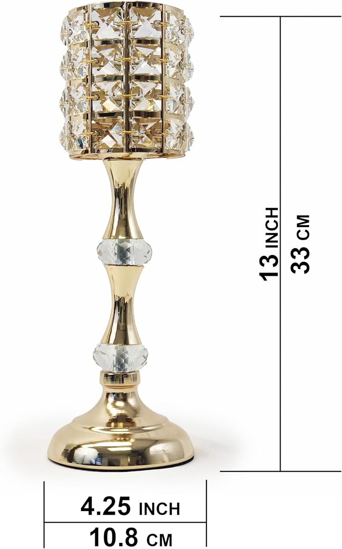 allgala 13" Crystal Gold Plated Tealight Votive Decorative Candle Holder