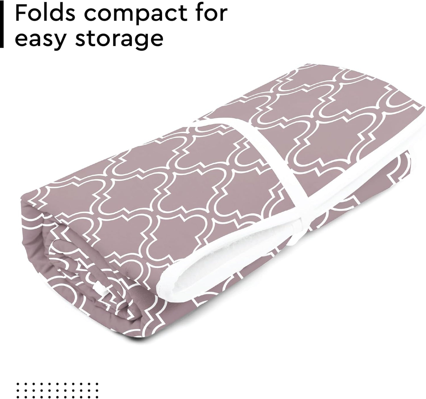 Encasa Homes Ironing Mat/Pad (Large 48"x28") with 3mm Padding & Silicone Iron Rest for Steam Pressing on Tabletop or Bed - Heat Resistant, Portable, Quilting & Travel Blanket - Mauve Tiles