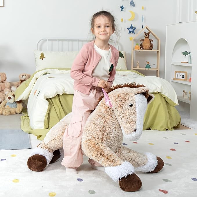 MaoGoLan Giant Horse Stuffed Animal, Large Horse Stuff Plush Toy for Girl Kid Boy, Realistic Stuffed Pony Plush Pillow Gifts for Easter Birthday Party Favor Christmas Decor, 47 inches, Brown
