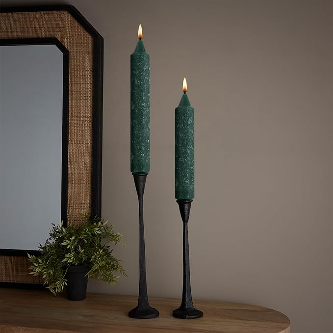 Root Candles 4-Count Unscented Dinner Candles Dripless Beeswax Enhanced Timberline™ Collenette Boxed Candle Set, 7-Inch, Dark Green