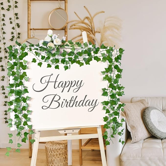 100 Pack 750 Feet Fake Vines for Room Decor Artificial lvy Greenery Garland Vine Leaves, Leaf Plants Flowers Foliage for Bedroom,Garden Wall. Decor Indoor Outdoor