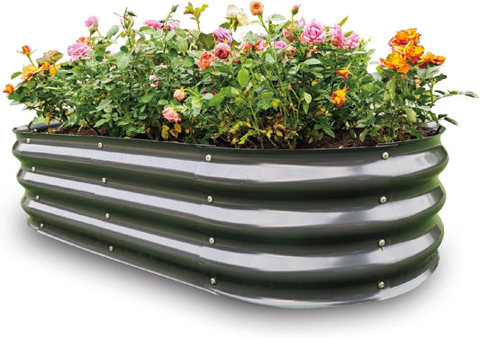 Gardmax Galvanized Raised Garden Bed, Lightweight Planter Boxes Outdoor with Easy Assembly, Large Garden Bed for Vegetables, Fruits, Flower Dark Grey