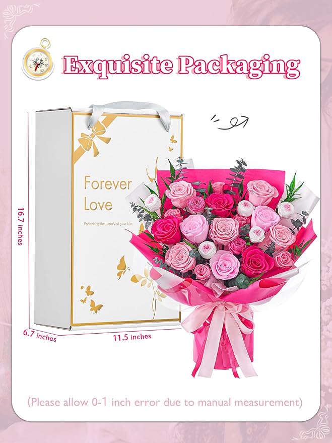 Flowers for Delivery Prime Forever Flowers Preserved Roses Bouquets Purple Flower Birthday Gifts for Women Valentine's Day Mothers Day Graduation