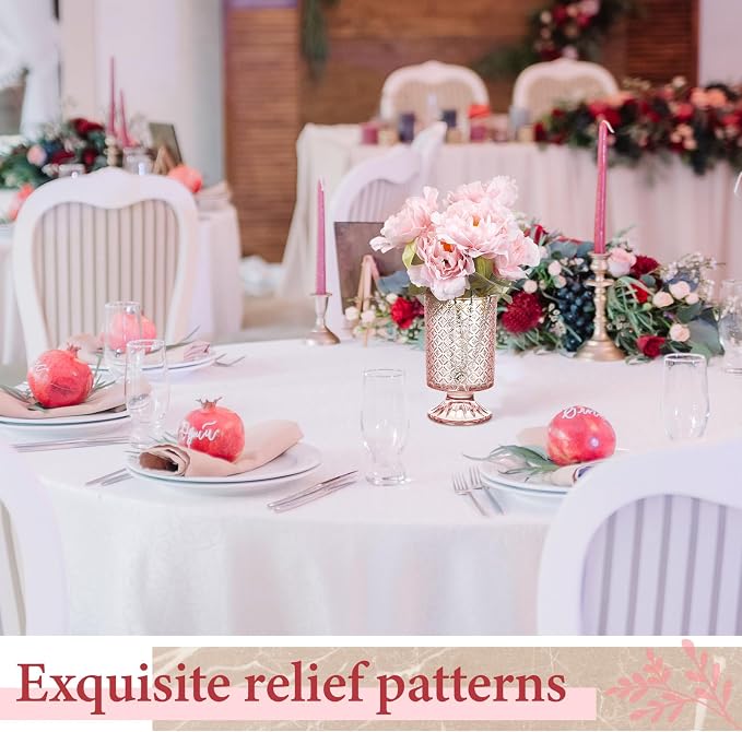 6 Pcs (H: 7" W: 4") Embossed Flower Vase Pedestal Glass Vase Big Base Thickened Crystal Vintage Vases for Wedding Party Home Decor Table Centerpiece House Warming Gifts (Pink,Classic)