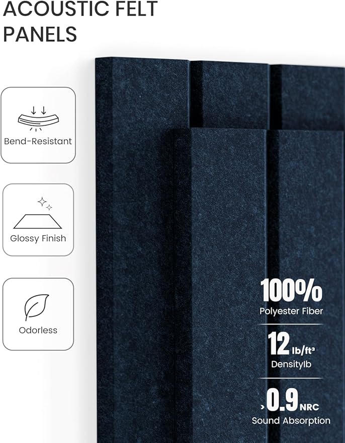 Large Felt Bulletin Board 48" x 36" Cork Board Alternative-12 Pack with 70 Safe Removable Adhesive Tabs, Cork Boards for Walls for Home Office Classroom Pin Board-Carbon Blue