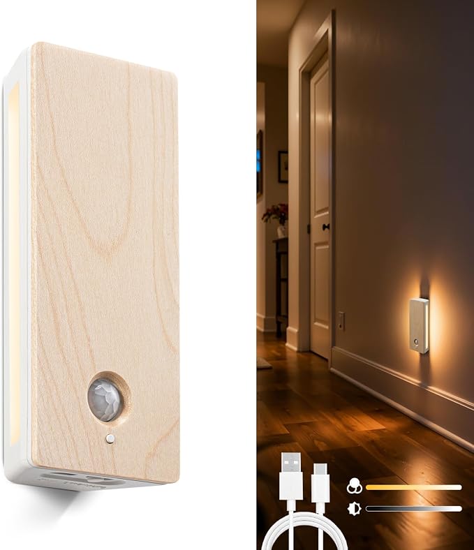 Rechargeable Motion Sensor Night Light, Mini Stick-on Anywhere Night Light, Soft Two-Sided Glow, Magnetic, 3CCT Wireless Lights for Bedroom, Hallway, Closet, Kitchen, Stairs