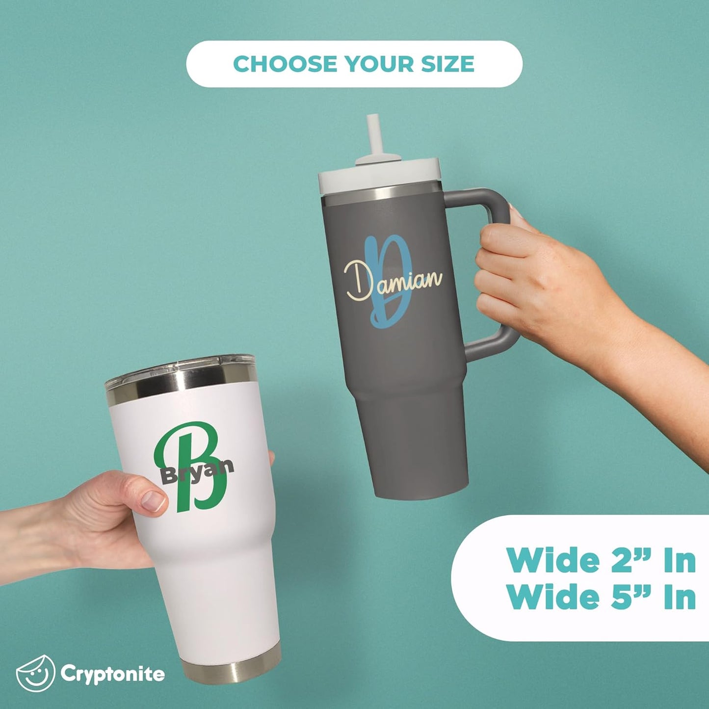 CRYPTONITE Multiple Font Personalized Name & Initial Vinyl Wall Decals I Nursery Wall Decal for Baby Boy & Girl Decoration I Stickers for Kids I Multiple Size Options (F. Name & Initial Plane Color)