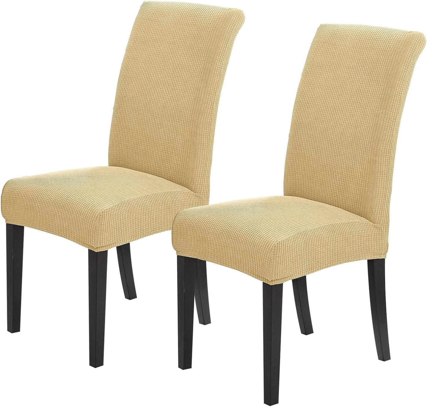 Joccun Chair Covers for Dining Room Set of 2,Dining Chair Slipcovers Stretch Dining Room Chair Covers Seat Protector,Washable Parsons Chair Cover for Home,Hotel(Parmesan,2 Pack)