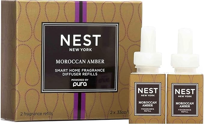NEST New York Smart Home Fragrance Diffuser Refill Smart Vials, Moroccan Amber - Set of 2 - Designed for NEST x Pura 3 and NEST x Pura 4 Diffusers - Cruelty Free, Vegan