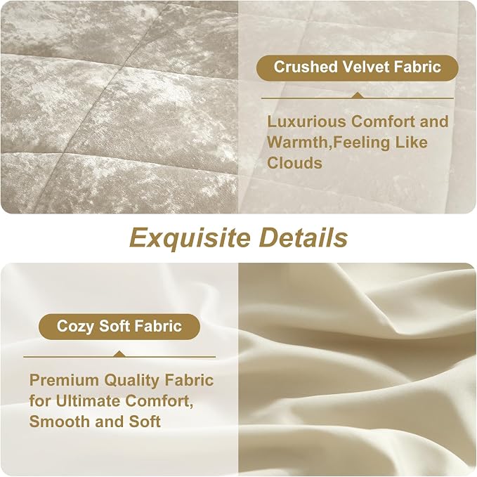 Ivellow Queen Comforter Set 7 Pieces Bed in a Bag Crushed Velvet Comforter Set Flannel Queen Beige Comforter Ultra Soft Breathable Luxury Soft Warm Winter Bedding Set with Sheets, Pillowcases & Shams