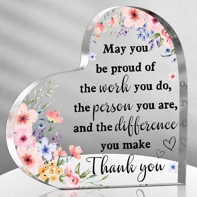 Yinder Thank You Gifts for Women Appreciation Gifts for Coworker Employee Nurse Teacher Leader Boss Inspirational Quotes Acrylic Desk Decor for Home Office Farewell Retirement