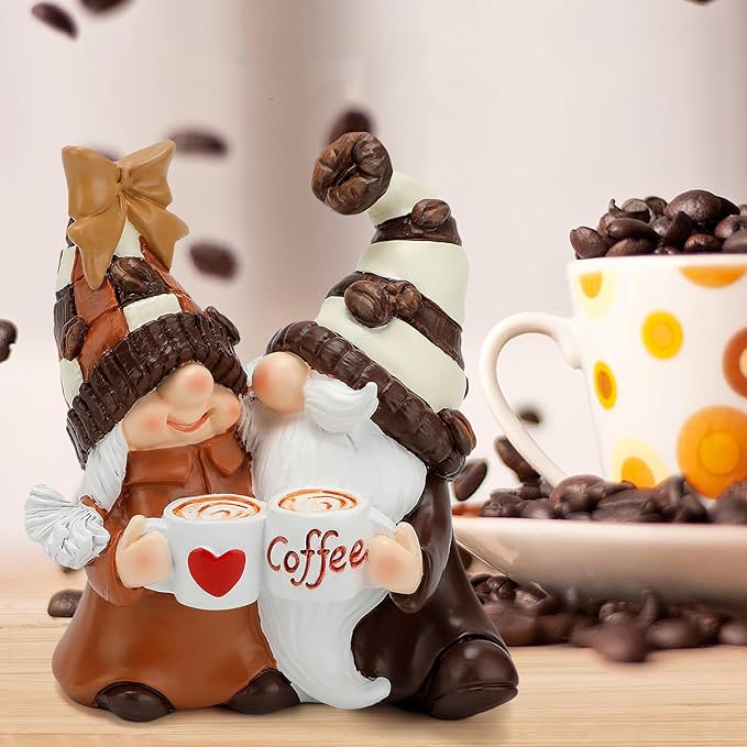 Coffee Gnomes Coffee Bar Decor Accessories Spring Summer Gnome Decorations Gifts Fall Gnomes Decorations for Home Tiered Tray Table Ornaments Indoor
