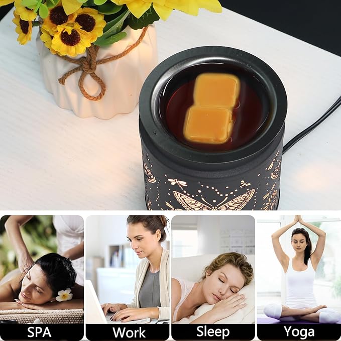 kobodon Wax Melt Warmer Metal Wax Warmer for Scented Wax Electric Fragrance Candle Oil Burner 2 in 1 Wax Melts as Gifts for Moms Grandma Women Girls(Butterfly)