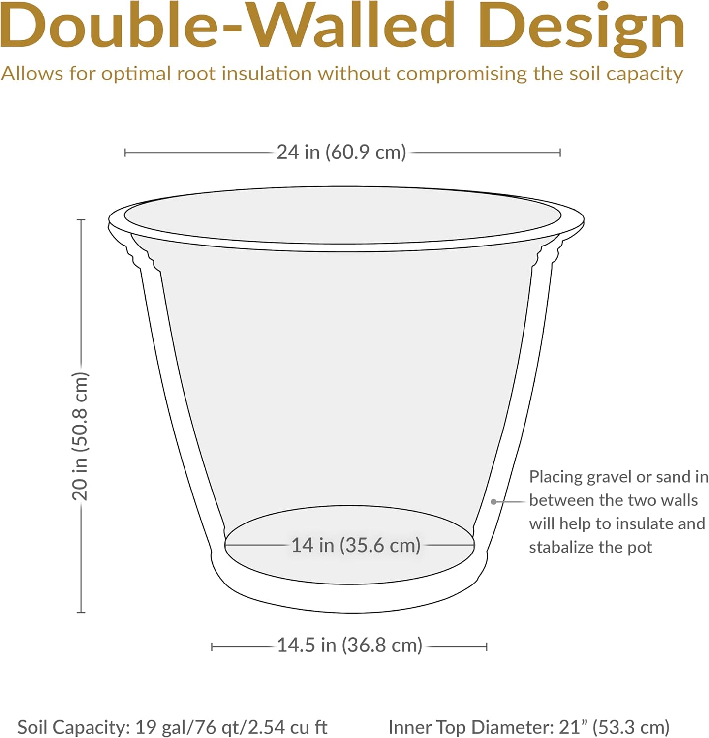 Sunnydaze 24-Inch Anjelica Large Plastic Pot for Plants - Outdoor Polyresin Round Planter with Drillable Drainage Holes - Rust