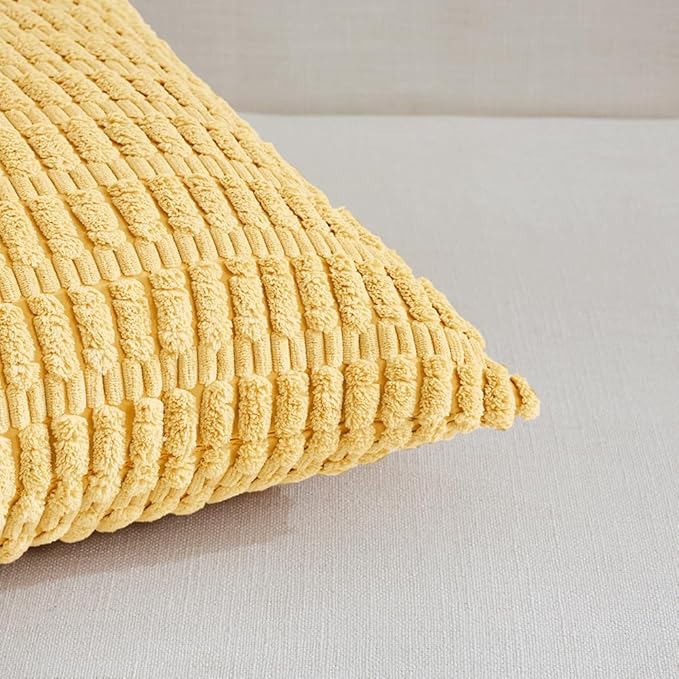 Fancy Homi 4 Packs Decorative Throw Pillow Covers for Living Room Couch Bed, Modern Farmhouse Boho Home Décor Accent Cushion Case, 16" x 16" (Pack of 4), Yellow
