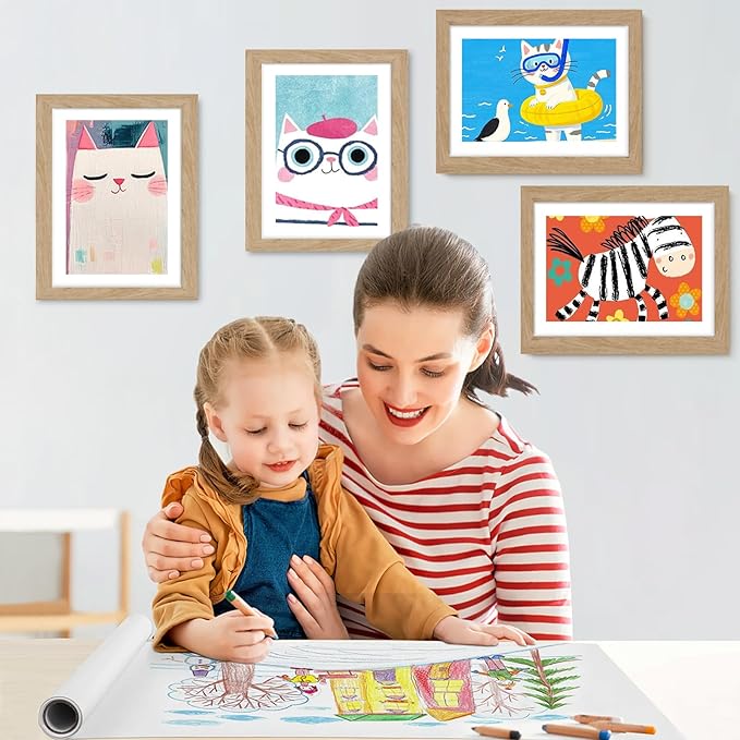 4 Pack Kids Artwork Frames Changeable 10 x 12.5 Inch Children Art Projects Kids Art Frames Front Opening Picture Display Frame, Wood
