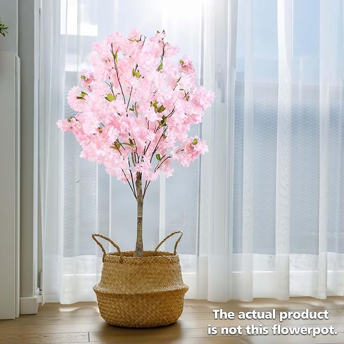 Cherry Blossom Artificial Tree,Fake Pink Cherry Blossom Tree,Lifelike Decorative Plant in Pot for Indoor/Outdoor, Christmas, Garden,Home Office Dec (4FT)
