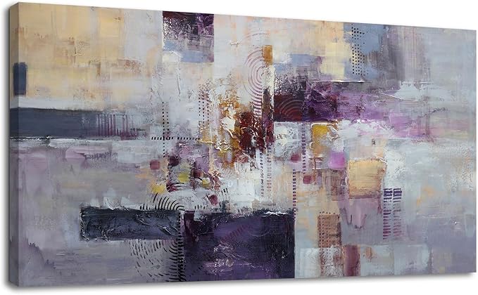 YDYSUNE Contemporary Abstract Canvas Wall Art - Purple Gold Wall Decor Minimalist Painting,Modern Artwork Pictures for Home & Office Walls,Artwork For Living Room Ready to Hang Size 24×48 Inch