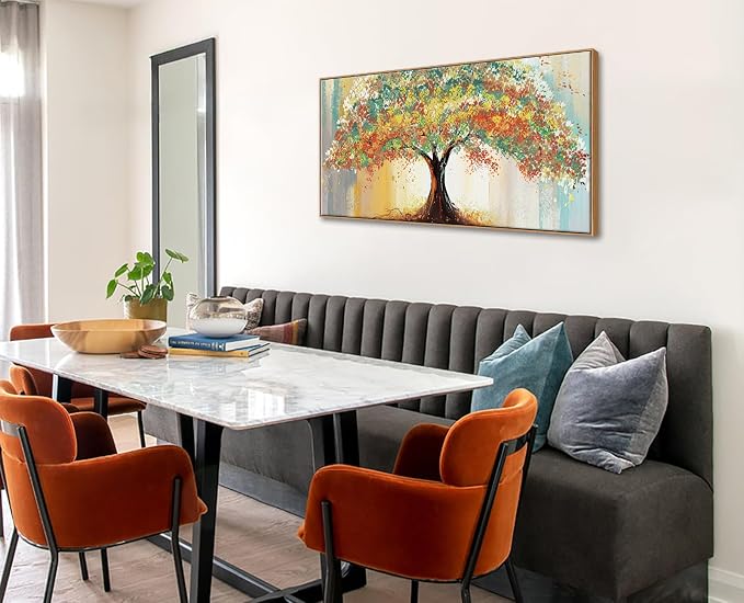 DJSYLIFE Abstract Colorful Tree Wall Art, Modern Canvas Painting | 20x40 Inch Framed Print, Abstract Tree Design, Solid Wood Frame, Ready to Hang, Large Decor for Living Room, Bedroom, Office