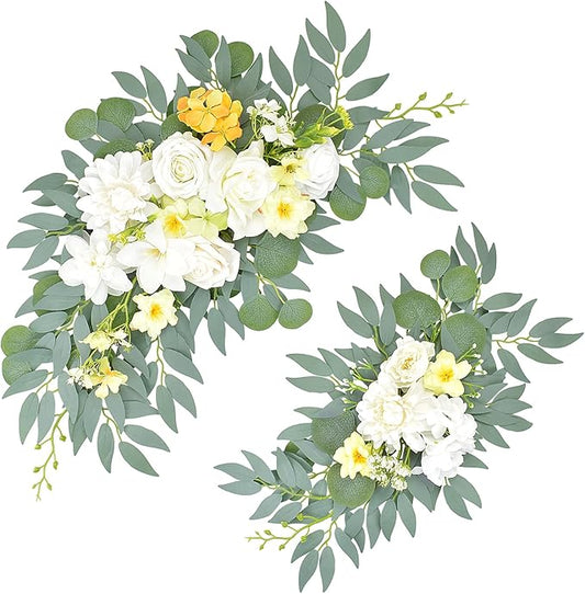 Yellow White Artificial Arch Flowers for Wedding, Party Backdrop Decor, Bridal Shower, Baby Shower and Reception (Yellow)