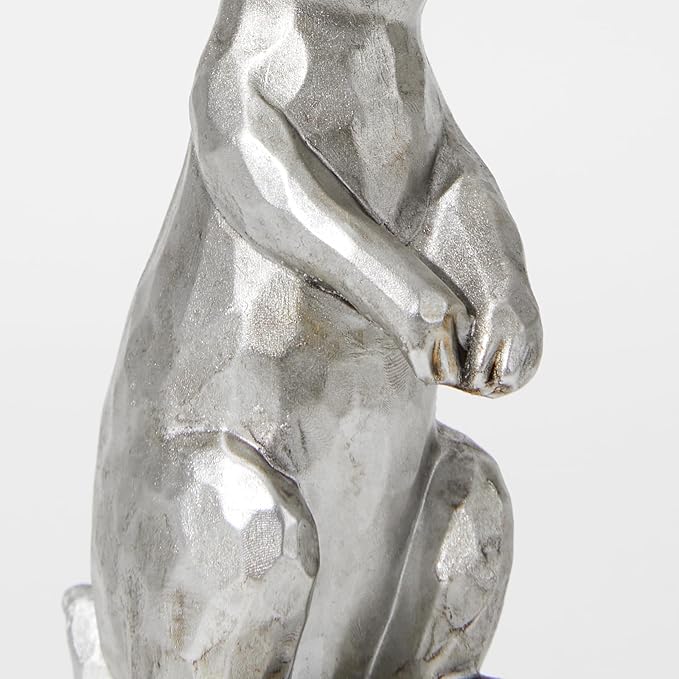 DN DECONATION Easter Bunny Figurines, Small Decorative Bunny Statue Set of 3, Easter Resin Rabbit for Vintage Tabletop Decor Home Spring Decoration Gift, Antique Silver Sculptures Decor