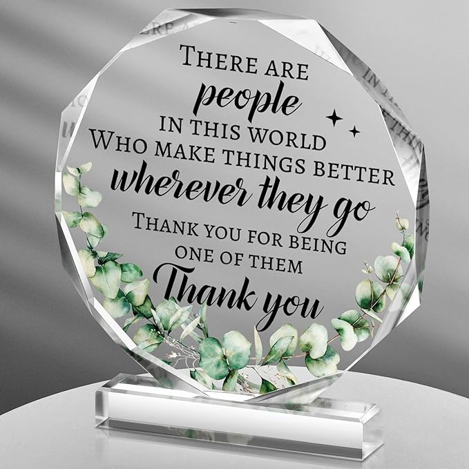 Yinder Thank You Gifts for Women Appreciation Gifts for Coworker Employee Nurse Teacher Leader Boss Inspirational Quotes Acrylic Desk Decor for Home Office Farewell Retirement