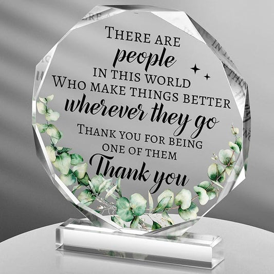 Yinder Thank You Gifts for Women Appreciation Gifts for Coworker Employee Nurse Teacher Leader Boss Inspirational Quotes Acrylic Desk Decor for Home Office Farewell Retirement