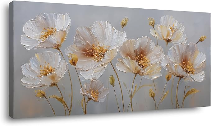 Ggaafet Yellow Flowers Wall Art for Living Room Canvas Oil Painting Prints Beautiful Floral Blooming Art Deco Pretty Artwork Office Bedroom Family Dining Room Decor Large