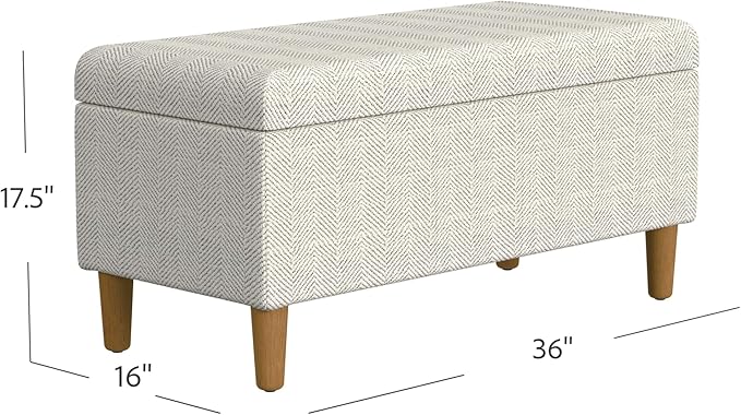 HomePop Malmo 36" Storage Bench - Cream Chevron Woven