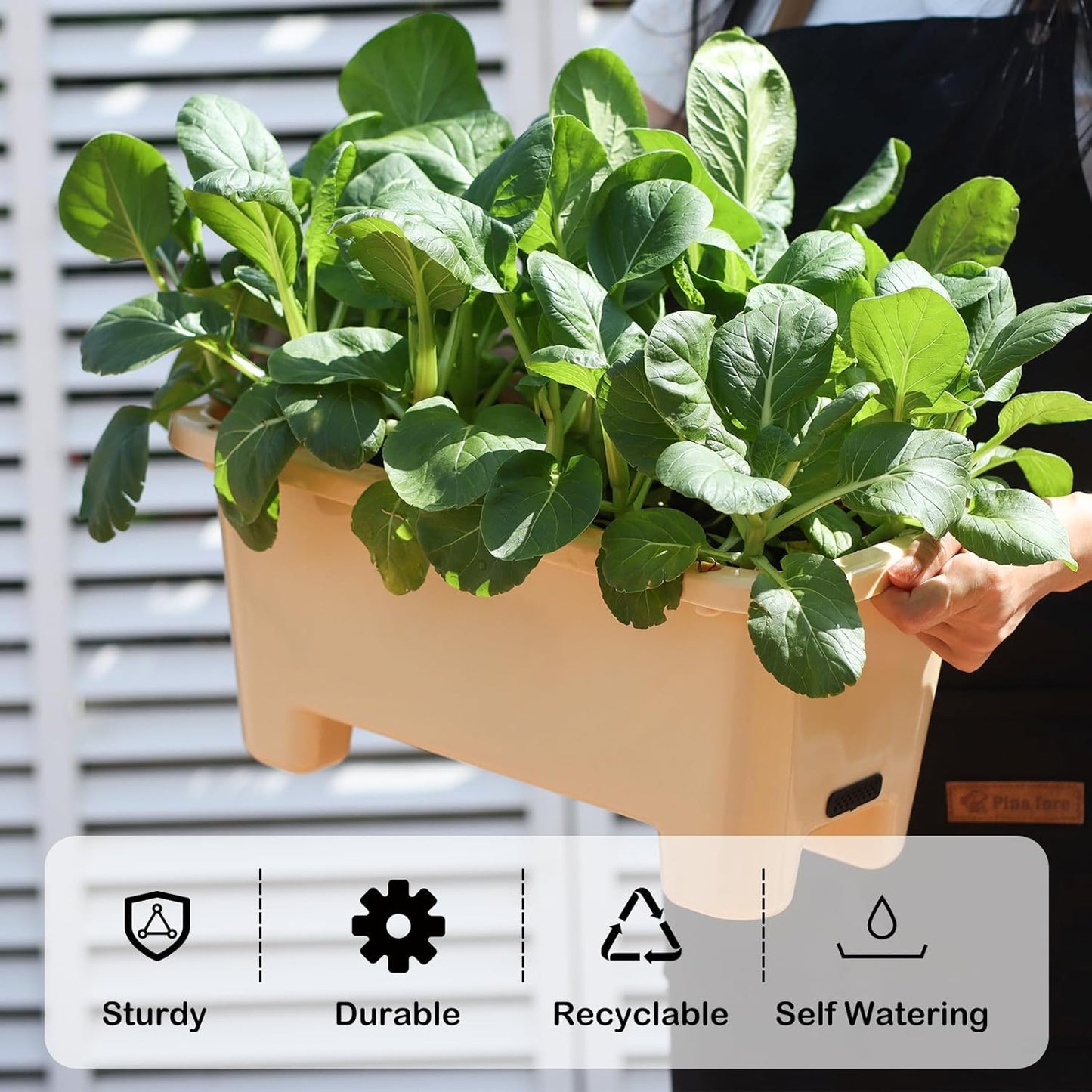 Self-Watering Rectangle Planter Boxes 8-Pack, 15.7-Inch Window Box Planter with Drainage Holes & Trays, Pots for Vegetables, Herbs, Flowers, Garden Windowsill Balcony (Yellow, 15.7*8.3*7.1 inch)