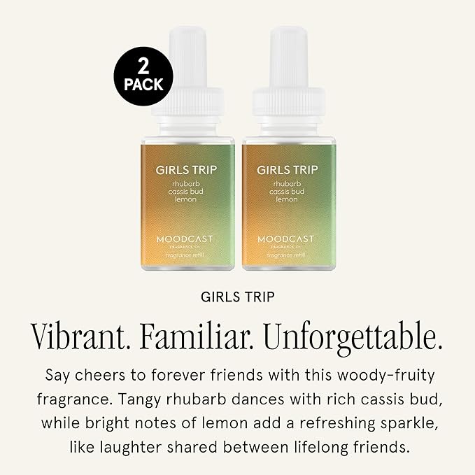 Pura & Moodcast Home Scent Refill - Smart Home Air Diffuser - Long-Lasting Premium Fragrance per Refill - Household Essential - Clean & Safe Diffuser Fragrance - 2 Pack, Girls Trip