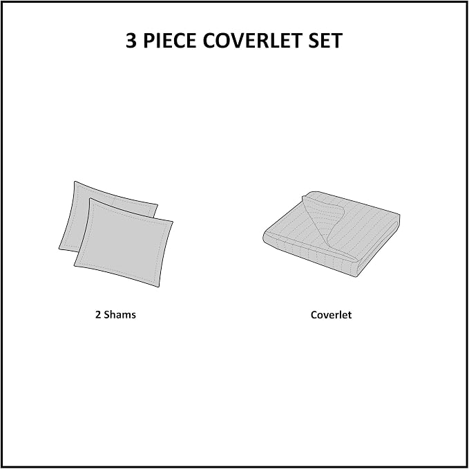 Madison Park Harper Quilt Set Velvet Casual Geometric Stitching Design All Season, Lightweight Coverlet, Cozy Bedding, Matching Shams, Full/Queen(90"x90"), Grey 3 Piece