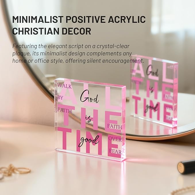 Christian Gifts for Women Faith, Pink Christian Acrylic Decor, Jesus Religious Gifts for Women, Inspirational Spiritual Christmas for Mom, Friend, Sister, Catholic