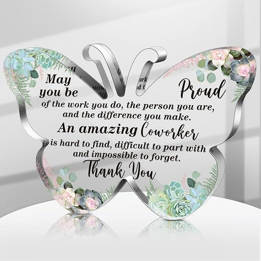 Yinder Thank You Gifts for Women Appreciation Gifts for Coworker Employee Nurse Teacher Leader Boss Inspirational Quotes Acrylic Desk Decor for Home Office Farewell Retirement