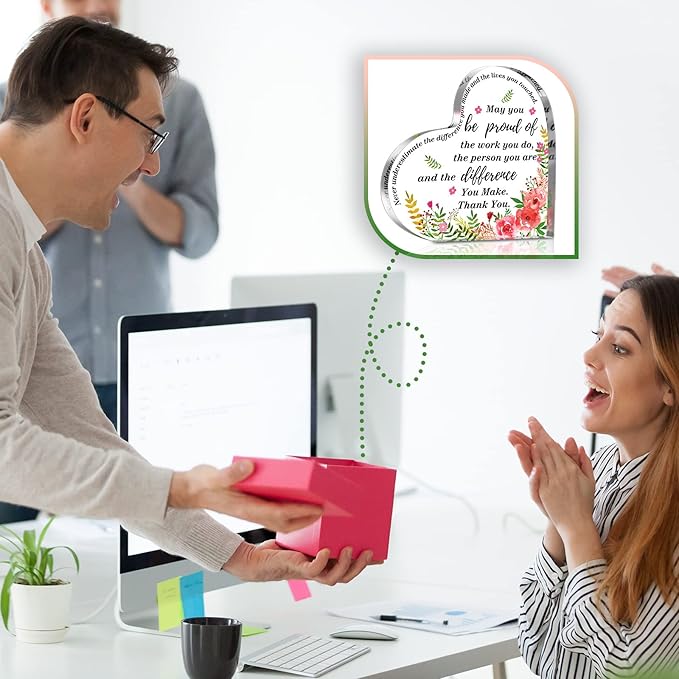 Yinder Thank You Gifts for Women Appreciation Gifts for Coworker Employee Nurse Teacher Leader Boss Inspirational Quotes Acrylic Desk Decor for Home Office Farewell Retirement