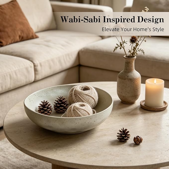salomayes Wabi-Sabi Decorative Bowl, Matte Off-White Ceramic Key Bowl with Natural Speckled Glaze, One-of-a-Kind Artisan Finish for Entryway, Kitchen Counter or Tabletop Décor