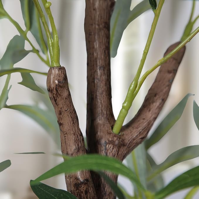 4FT Artificial Olive Tree, Faux Potted Olive Plant with Realistic Trunk, 436 Leaves & 16 Fruits,Fake Olive Tree for Home Office Indoor Outdoor Decor (Set of 2)