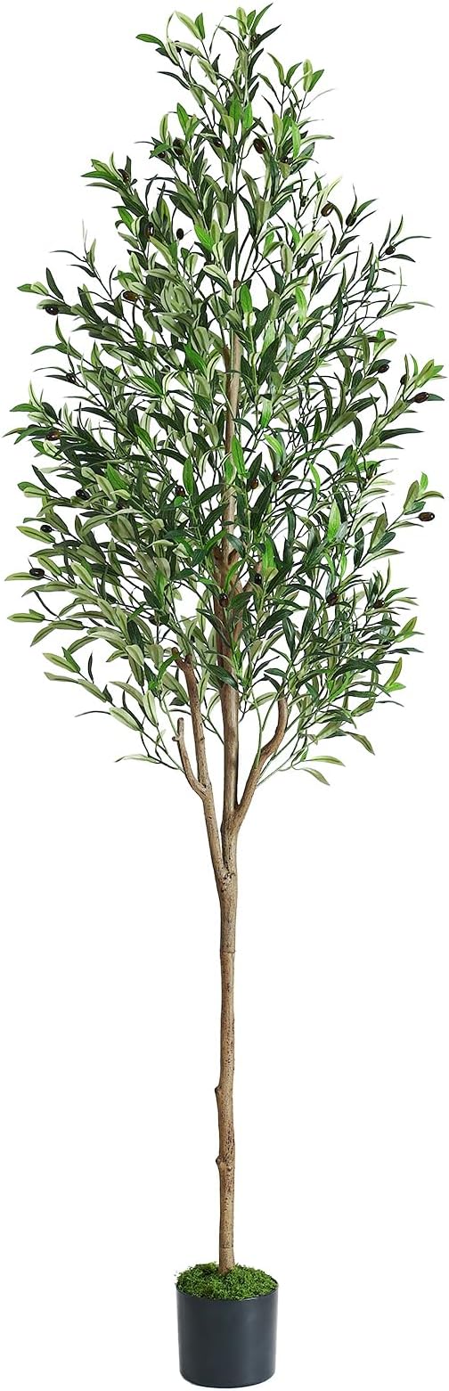 Alupssuc 7ft Olive Tree Artificial Indoor, Fake Tree Potted Faux Olive Trees with Lifelike Fruits and Realistic Leaves, Artificial Plants Indoor Fake Plants for Modern Home Office Living Room Decor
