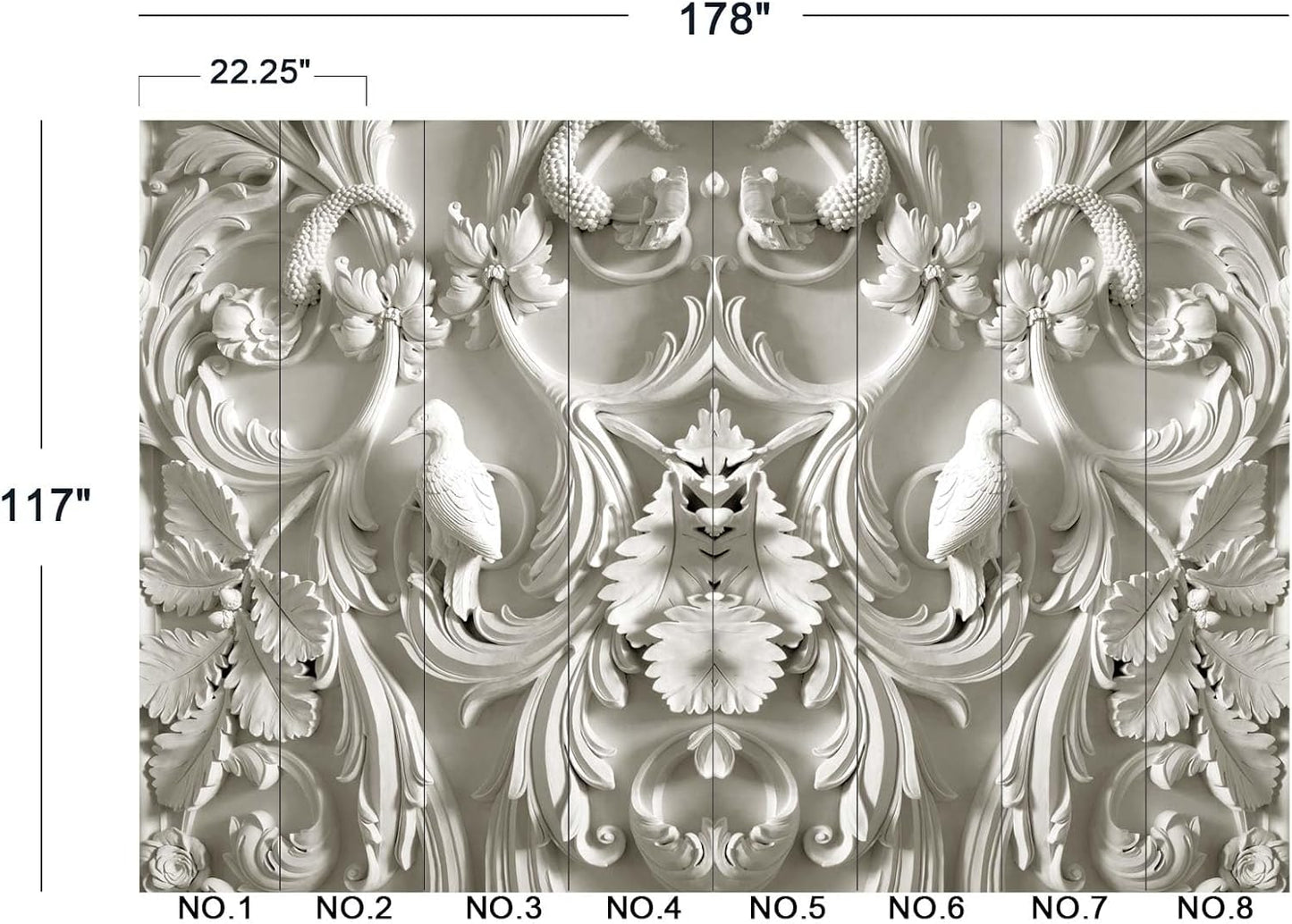 White Gypsum Art Wall Mural Wallpaper for Bedroom 178" x 117"